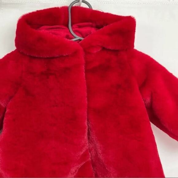 First impressions brand red faux fur coat size 6-9 months EUC - Picture 3 of 10